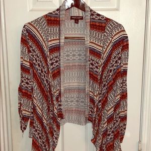 About A Girl Aztec Print Open Cardigan Sz XL